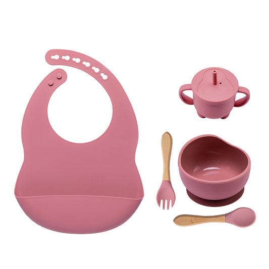 Silicone Suction Cup Bowl Spoon Bib Set