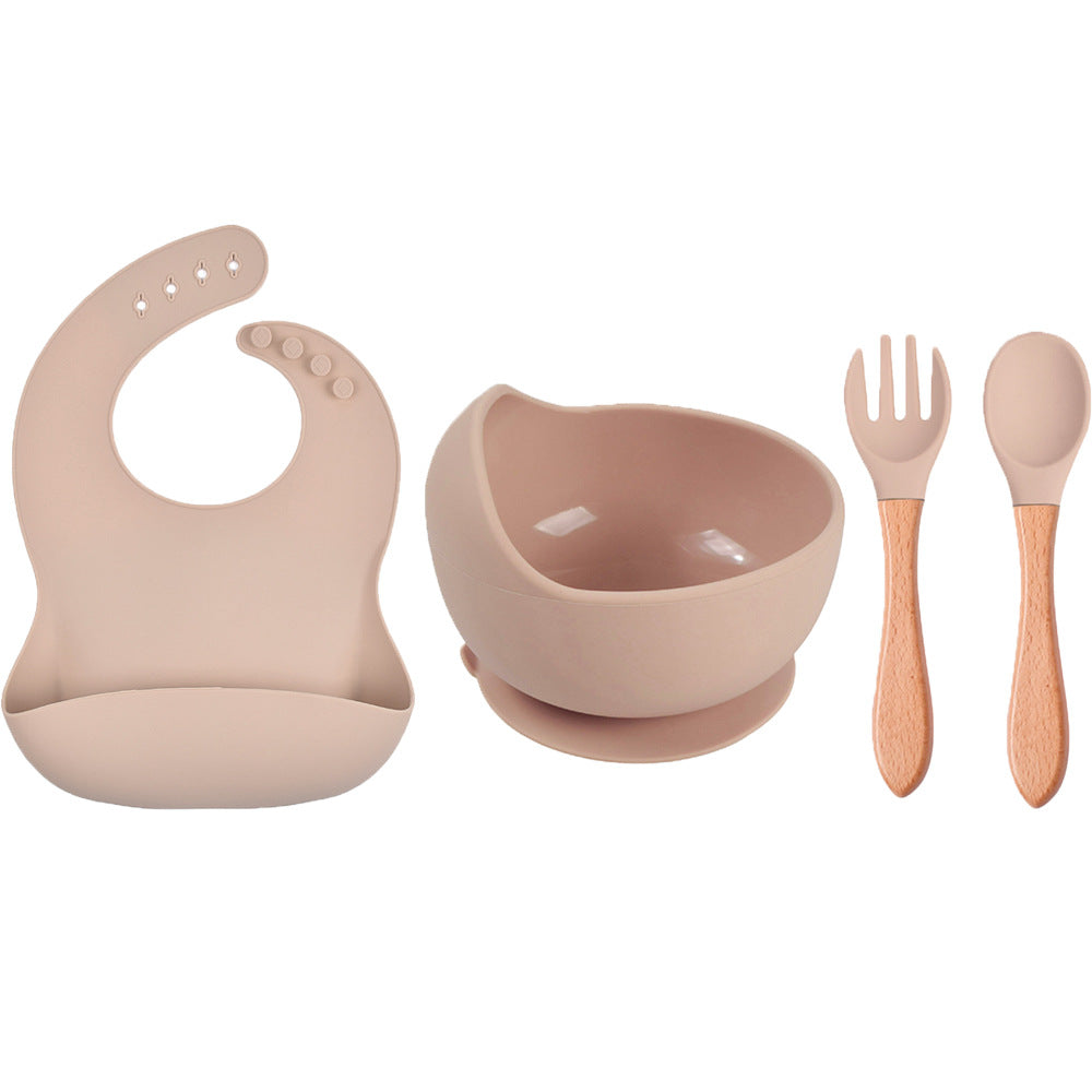 Silicone Suction Cup Bowl Spoon Bib Set