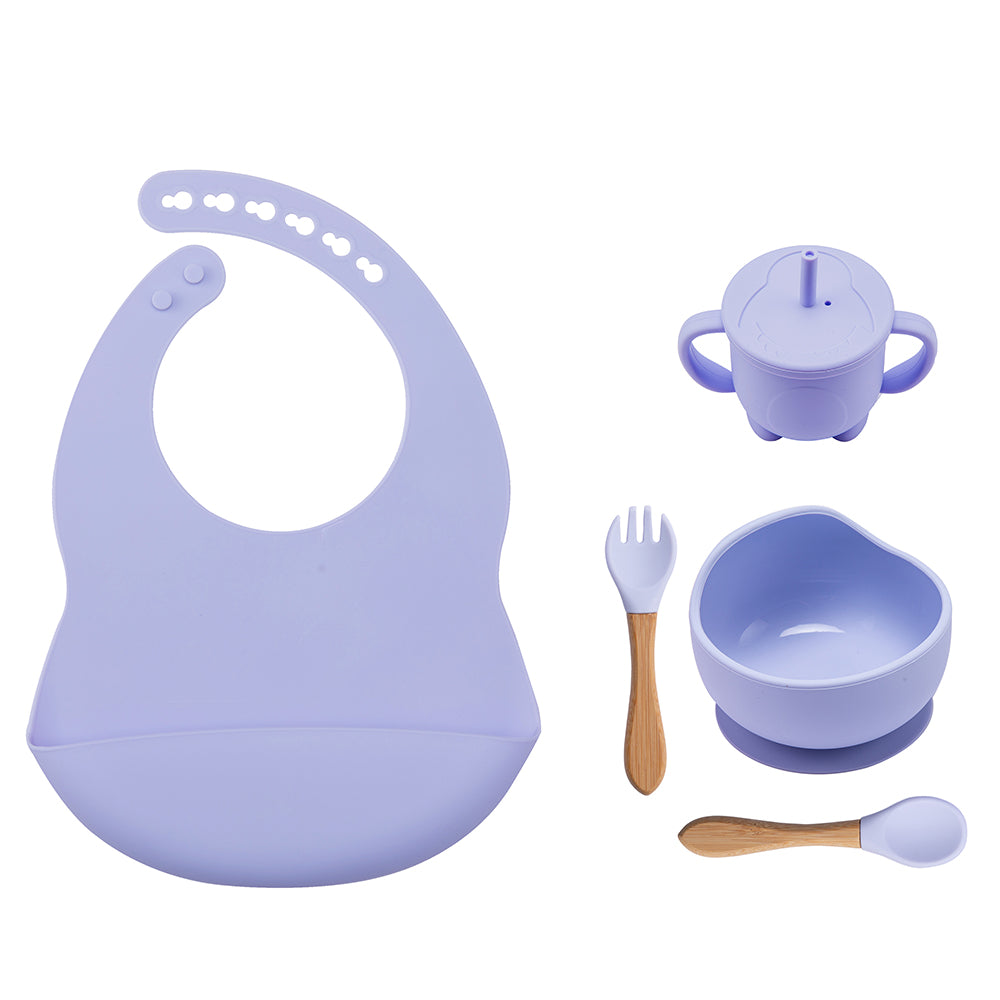 Silicone Suction Cup Bowl Spoon Bib Set