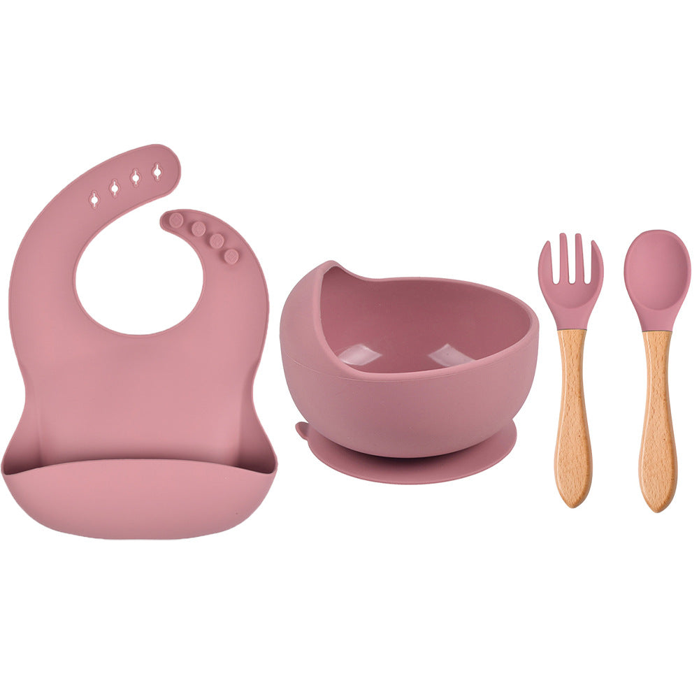 Silicone Suction Cup Bowl Spoon Bib Set